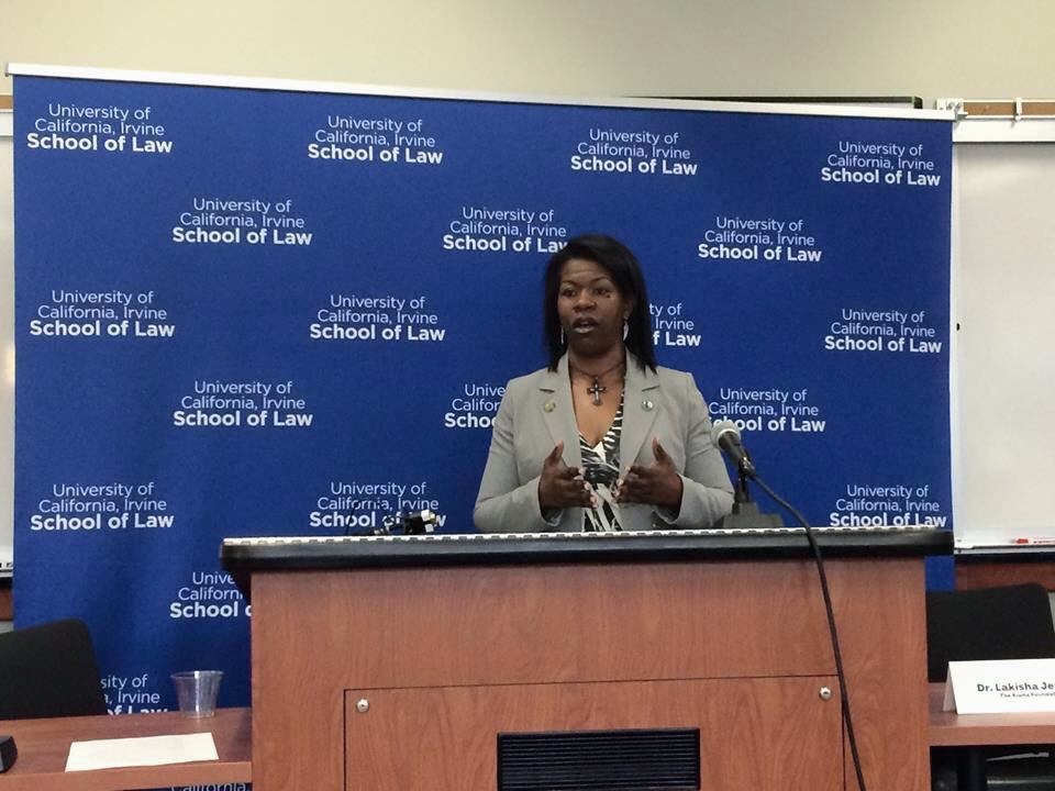 Dr. Lakisha speaking at the University of California, Irvine School of Law