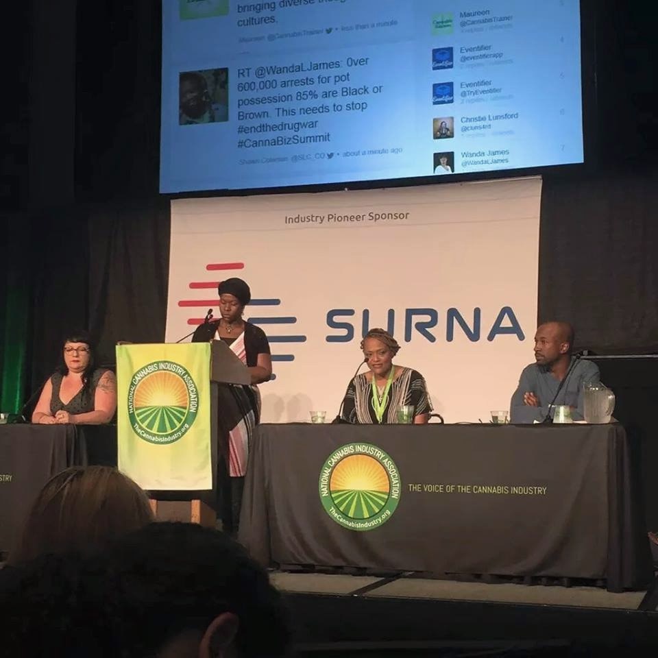 Dr. Lakisha speaking at a cannabis industry summit