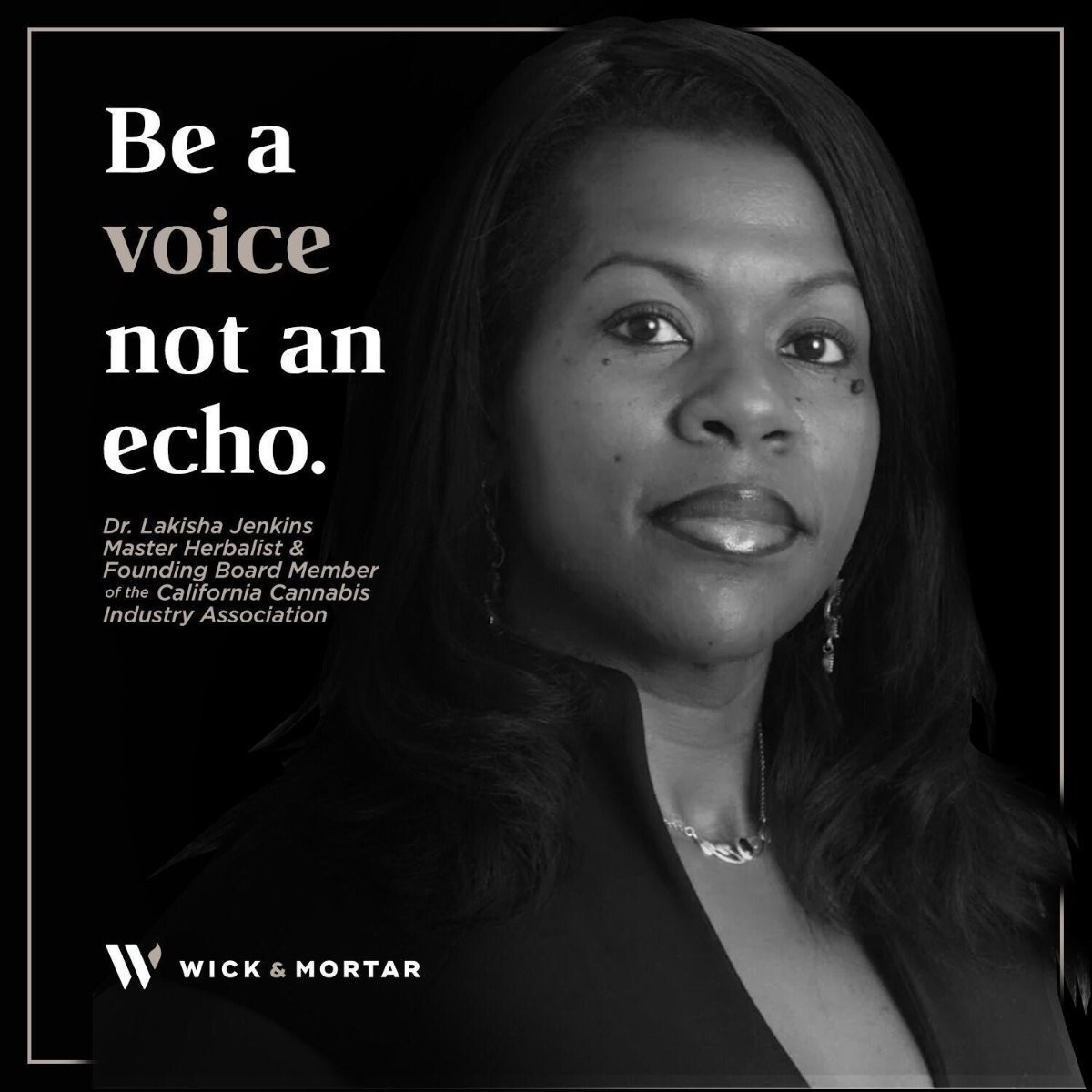 Dr. Lakisha featured by Wick and Mortar, Be a voice not an echo